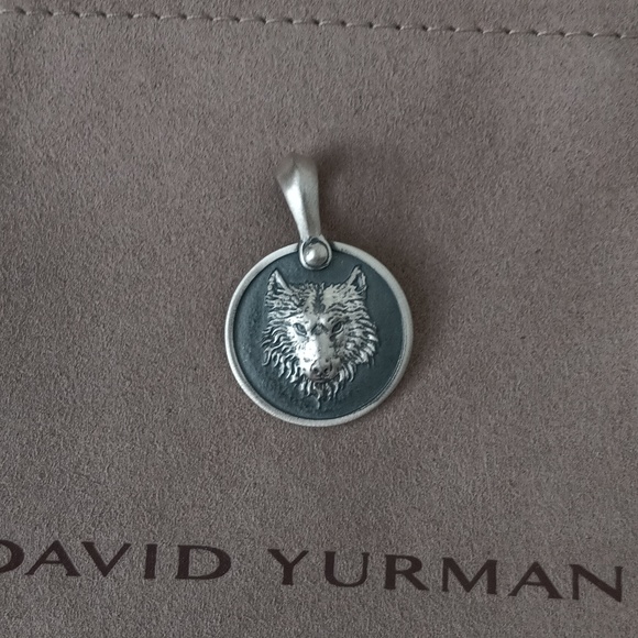 David Yurman Sterling Silver Men's Wolf Pendant Amulet for Necklace - Picture 2 of 3